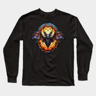 Stained Glass Halloween Bat Long Sleeve T-Shirt
